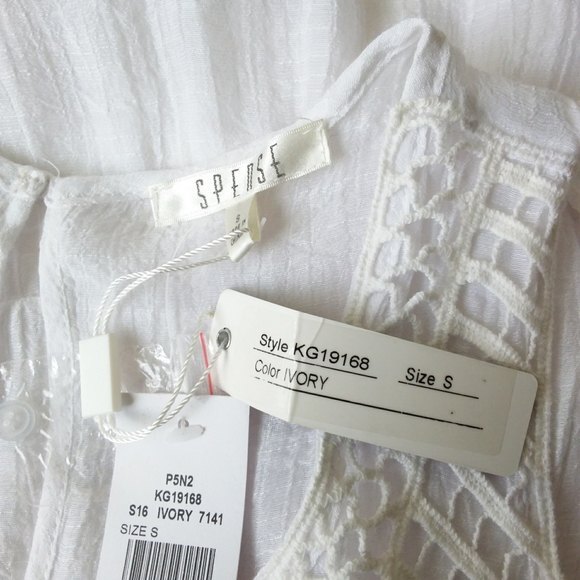 Spense | White Sleeveless Tunic Ivory Keyhole Back - Picture 3 of 9